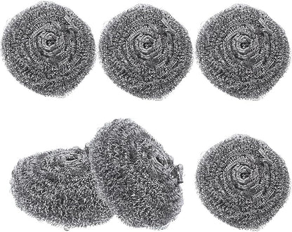 ARTIBETTER 6pcs Kitchen Pot and Pan Metal Scrubbers Set, Stainless Steel Wire Cleaning Balls for Heavy-Duty Dish and Pot Washing, Sturdy Kitchen Scouring Pads for Stubborn Grease Removal
