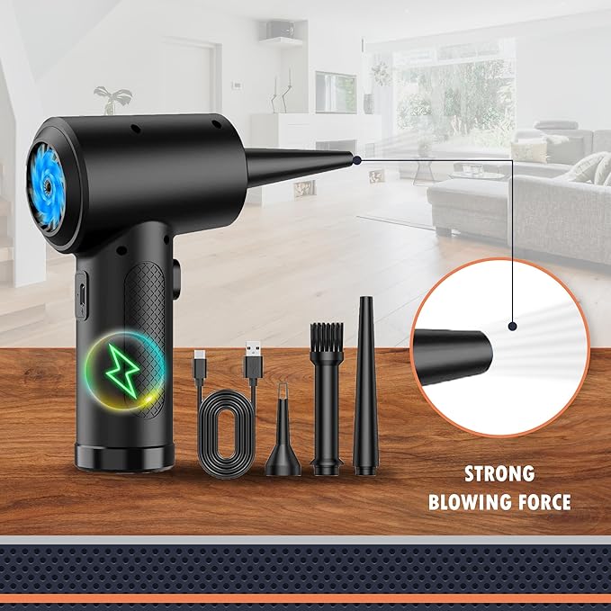 Newhouse Electric Cordless Air Duster NHAD-BR-1, 3-Speed Blower for Car, Computer Cleaning, Rechargeable