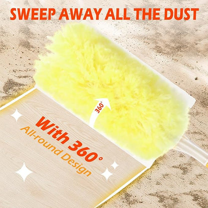 Honeydak 120 Pack Heavy Duty Duster Refills with 2 Handle, Compatible with Swiffer, Multisurface 360° Larger Size Dusters with 4X Microfibers, Unscented Disposable Dusting Furniture for Cleaning