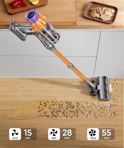 Cordless Vacuum Cleaner, 650W 55KPA 70Mins Vacuum Cleaners for Home,Stick Vacuum with Self-Standing ,Wall Mount Dock, 3.3Ft Hose,Aromatherapy, Household Vacuum for Pet Hair/Carpets/Hardwood（X7A Pro）