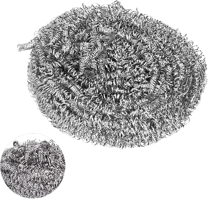 Stainless Steel Scrubber Cleaning Ball Scouring Ball for Pot Cleaner Kitchen Cleaning Tool High Steel Wire Durable Compact Design for Kitchen Bathroom Outdoor Use 7x4cm 25g 1pcs