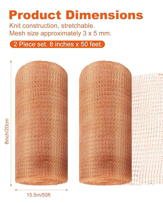 MUZIK 8 Inch x 100 Feet Pure Copper Mesh Roll – Rustproof Rodent Control Wire Mesh Screen for DIY Projects, Pest Barrier, Garden & Vent Protection – Easy to Cut, Durable & Snake Proof