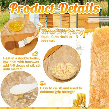 Threlaco 1.1 Pound /500G Pine Resin for Beeswax Wraps, 17.6 oz Pine Rosin for Making Beeswax Food Wraps Good Grip and Performance Ideal for Musicians Athletes Dancers and DIY Projects