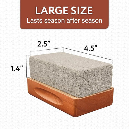 Impresa Extra Large Fabric Pumice Stone - Brown, Manual Efficient Pilling Removal & Lint Remover - Ergonomic Wooden Handle - Reusable & Pumice Stone for Laundry