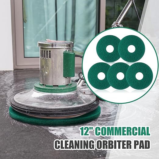 Teenyyou 10 Pcs 12" Cleaning Orbiter Pads Commercial Floor Buffer Pads Hardwood Floor Maintenance Scrubber Polisher Cleaning and Stripping for Orbiter Machine (Green)