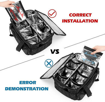 Trunab Reusable 8 Cups Drink Carrier for Delivery with Adjustable Dividers, Handle with Carrying Strap Tote Holder Insulated Bag for Beverages,Food Take Out,Outdoors