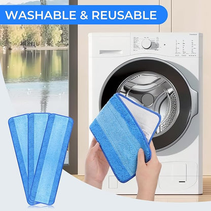 Wlich 3 Pack Microfiber Cleaning Pads are Compatible with Bona Mop,18 Inch Replaceable Mop Pad Refill,Washable & Reusable Blue Microfiber Mop Pads for Hardwood and Hard-Surface Floors