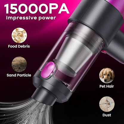 Car Vacuum Handheld Vacuum Cleaner, 15000PA Suction, Mini Vacuums with Air Duster and Blower, Portable Hand Held Vacuum for Car, House, Crumbs, Hair (Pink)