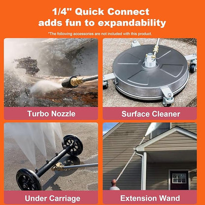 Electric Pressure Washer 5000 PSI 2.8 GPM High Power Washer with 4 Pressure Nozzle and Foam Cannon, powerwashers for Home, Car Washing, Fence Cleaning, Patio, Orange