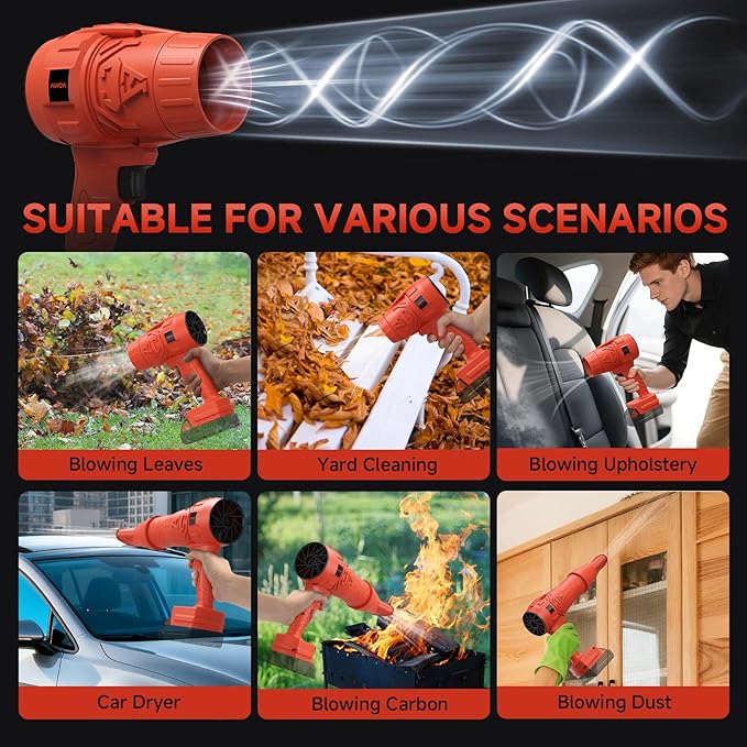 Electric Leaf Blower Cordless for Mwkee M-18 18V Battery, Handheld Leaf Blowers for Lawn Care, Blowing Leaves ＆ Dust, Turbo Jet Blower Dryer, Battery Powered Mini Leaf Blower (Battery Not Included)