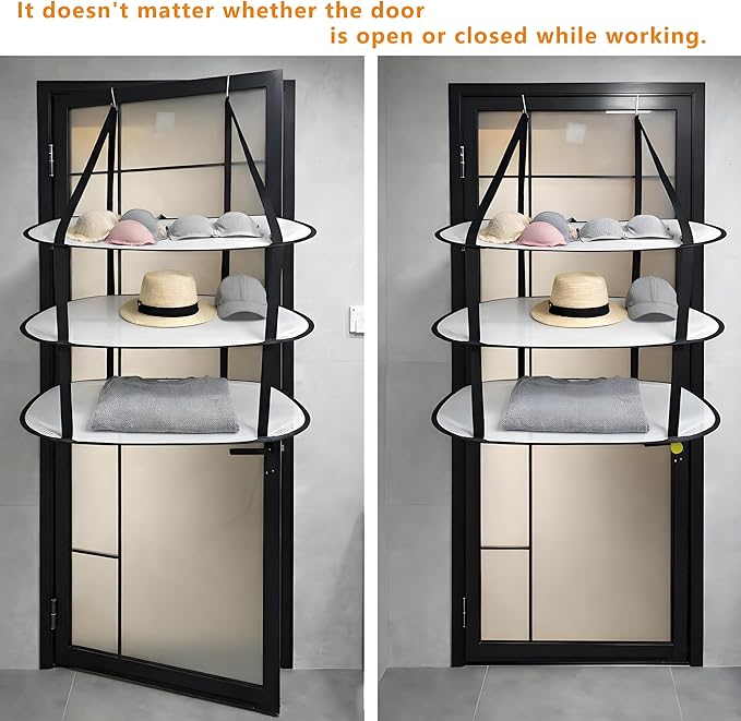 SAMJANE Hanging Sweater Drying Rack – Lay-Flat Warp-Knit Airflow Mesh for Delicates, 3 pcs 3-Tier Foldable Space-Saving Door-Hanging Design for Fast Drying & No Deformation in Small Spaces (Black)