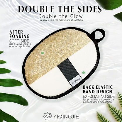 YIQINGJIE Natural Shower Loofah Sponge Exfoliating Body Scrubber，Natural Organic Beauty Exfoliating Loofah for Men and Women, Suitable for Cleansing Face Scrubber and Body Bath,Large Black(2 Pack)