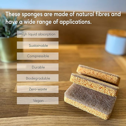 eplanita Natural Plant Based Scrub Sponges (12 Pack), Non-Scratch, Biodegradable Eco Scourers for Kitchen and Bathroom