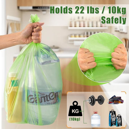 Upgraded Thickness Compostable Trash Bags, 2.6 Gallon / 10L, 150 Count - Maximum Strength, Leakproof & Tough Biodegradable Garbage Bags for Kitchen & Home