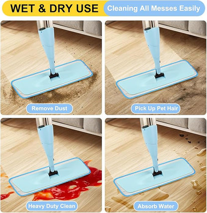 16.5 inch Reusable Mop Pads Microfiber Spray Mop Replacement Heads for Wet/Dry Mops Compatible with Bona Floor Care System (5 Pack)