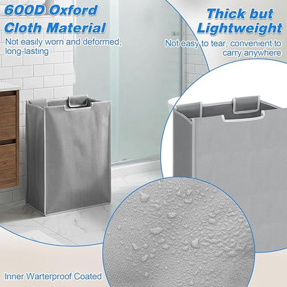 SHENLIU 3 Bag Laundry Sorter Replacement Bags, 21"H×15"L×9"W Large Gray Hamper Cart Removable Laundry Storage Organizer Bag Hamper Liner with 6Pcs Hangers and Carry Handle