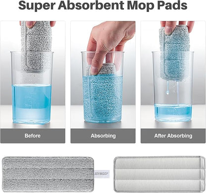JOYMOOP Mop Replaceet Pads, Reusable Microfiber Mop Pads for 13-inch Flat Mop and Mop Bucket Set, Pack of 2 Refills - Grey and Stripe