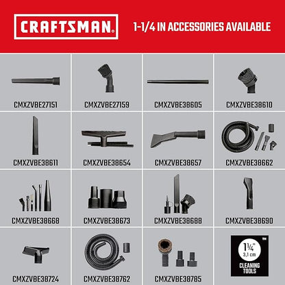 CRAFTSMAN CMXZVBE38605 1-1/4 in. Extension Wand Wet Dry Vac Attachment, Industrial-Grade Shop Vacuum Accessory for Extending Reach While Cleaning, Fits 1-1/4 in. Hose Diameter