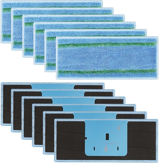 12 Pack M6 Mopping Wet Pads for iRobot Braava Jet m6 (6110) (6012) (6112) (6113) Ultimate Robot Mop, Washable and Reusable Microfiber Deep Clean Wet Pads