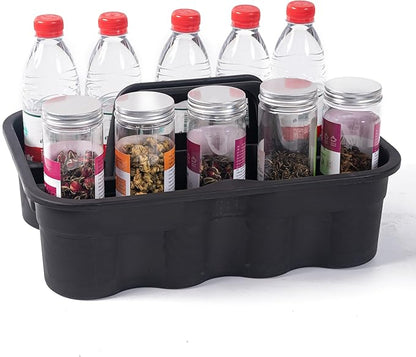 Matthew 3 Pack Large Plastic Tote Tool & Deluxe Supply Cleaning Caddy with Handle Portable Shower Basket Storage Caddy for Cleaning Products,Take-Out Drink,Bathrooms - Black