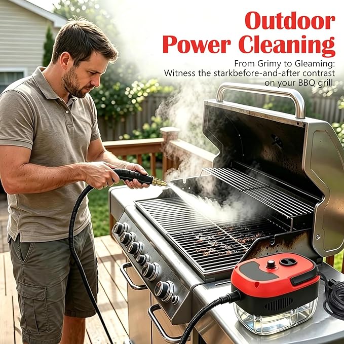 2500w Handheld High-Temperature Pressurized Steam Cleaner,10 In 1 Handheld Pressure Multi Purpose Cleaner, for Car Engine Furniture, Kitchen, Bathroom,Home Use (White)