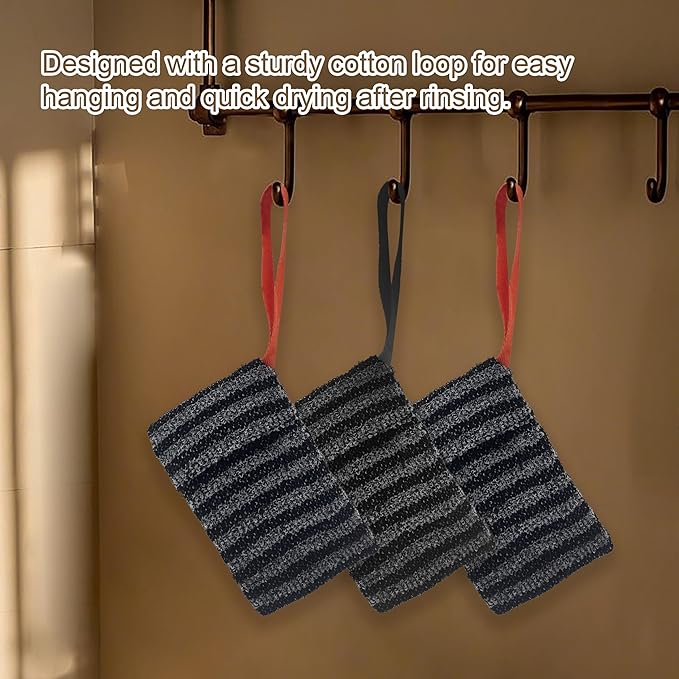 2 Pack Soap Bag Gentle Exfoliating,Bar Soap Pouch Saver Pocket, Body Scrubber Shower Bath Sponge Loofah (Grey)