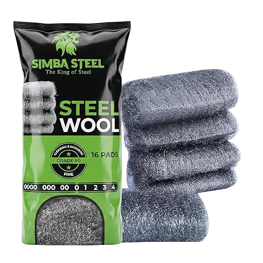 Steel Wool Grade # 0 - Fine Grade - 16 Pads Multi-use for Cleaning, Scouring, Kitchen, Bathroom, Multi-Purpose (#0-16 Pads)