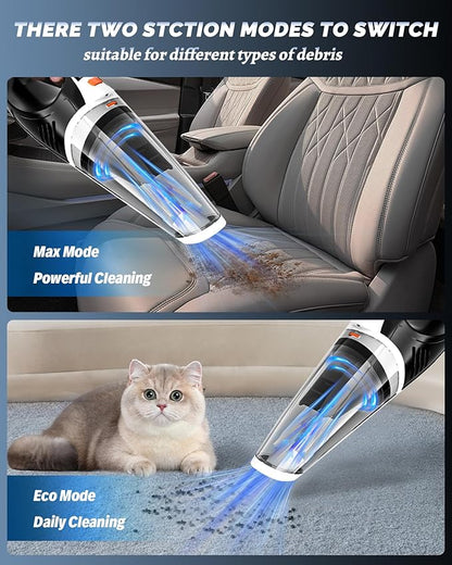 BRL Handheld Vacuum Cordless, Car Vacuum Cleaner with Powerful Suction, 2 Modes Mini Hand Vacuum, Dry & Wet, LED Light, Portable Vacuum for Car Pet Hair, Home, Office, Keyboards Black Orange
