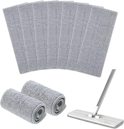 20 PCS Flat Mop Head Replacement Pads Reusable Mop Pad Refill Washable Microfiber Mops for Wet/Dry Mops Flat Floor Cleaning Floor Care System (Grey)