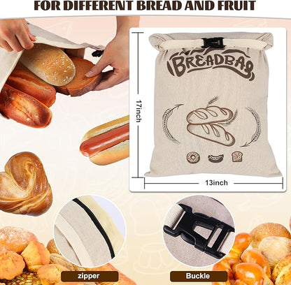 Beeswax Bread Bags for Sourdough – Large Size Sourdough Bread Bags – Reusable Beeswax and Linen Keep Fresh Longer, Sustainable and Washable (2 Pack)