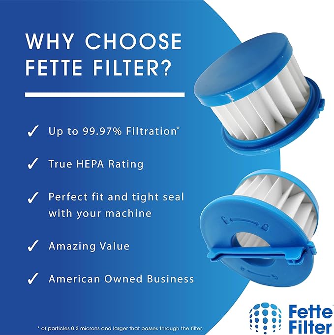 Fette Filter - A32F02 HEPA Filter Compatible with Ryobi ONE+ 18V Cordless Wet/Dry Hand Vacuum PCL702 PCL702B PCL702K. Compare to Part #A32F02. Pack of 2