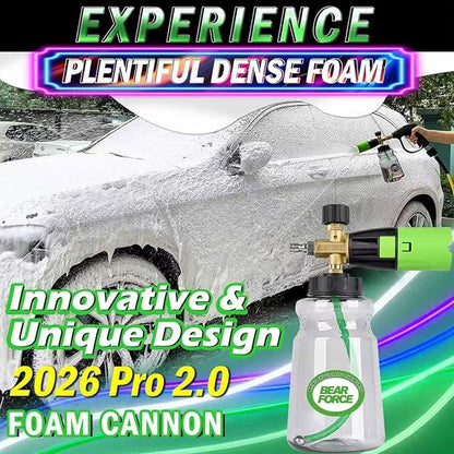 BEAR FORCE Innovative Pressure Washer Foam Cannon Pro+ (Thicker Suds, 3 Times of Life), 2026 Car Wash Snow Foam Blaster with One-Click Disassembly Technology + 1/4" Quick Plug, 34oz Bottle