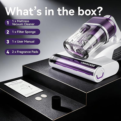Bed Vacuum Cleaner 18KPa & 500W Powerful Suction, Visible Dust Sensor, 149°F Heat & UV-C Light, Mattress Deep Cleaning with HEPA Filter for Bed Couch Carpet (Corded)