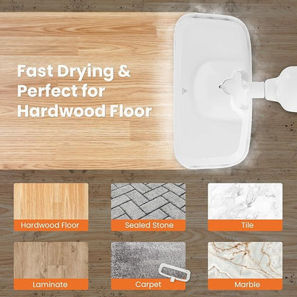 Sweetcrispy Steam Mop for Floor Cleaning,Lightweight Floor Steamer Cleaner for Hardwood/Tile/Laminate Floors Carpet, 2 Washable Pad,White and Grey