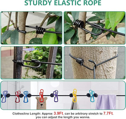 Retractable Portable Clothesline for Travel,2 Packs of Portable Clothesline with 8 clothespins,2 Packs of Disposable Compressed Towels,Suitable for Indoor Clothesline, Outdoor Camping Accessories
