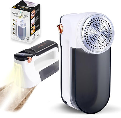 True & Tidy XL Fabric Shaver & Lint Remover, LED Digital Display, 3 Speeds, 6-Blade Stainless Steel w/Extra Blades, Type-C Fast Charging, 2.5-3.5 Hours Runtime, for Clothes, Furniture & Upholstery