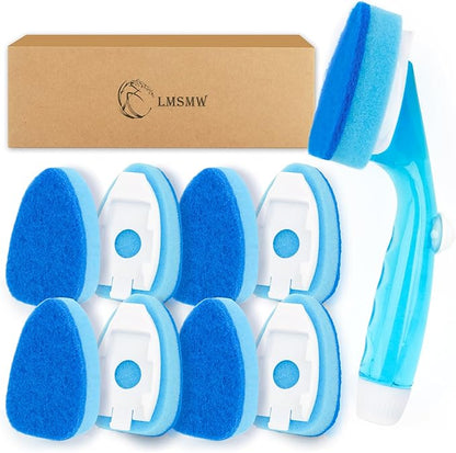 Dishwand with 9 Sponge Refills Set, Dish Wand with Handle Replacement Sponge Heads, Soap Dispensing Dish Brush with Non Scratch Scrubber Heads, Kitchen Dishwashing Cleaning Tool for Pots Pans Sink