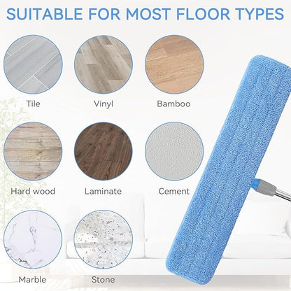 Replacement Microfiber Pad for Rubbermaid Commercial 24 Inch Mop Head - 8 Pack Wet & Dry Commercial Cleaning Refills Reusable Mop Refills Fit for Any Microfiber Flat Mop System 24"