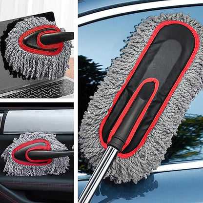 YeewayVeh Car Duster Kit, 2PCS Microfiber Exterior and Interior Scratch Free Car Duster Brush for Vehicles and Home Cleaning, Gray and Red