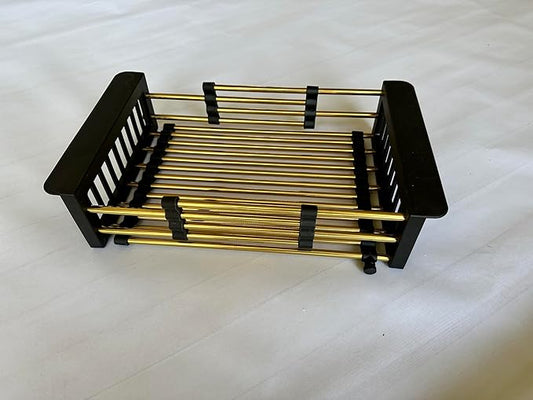 Gold Expandable Dish Drying Rack Over the Sink, Adjustable Stainless Steel Sink Drying Rack for Plates, Bowls & Utensils, Space-Saving Kitchen Counter Drainer(10-18 in)