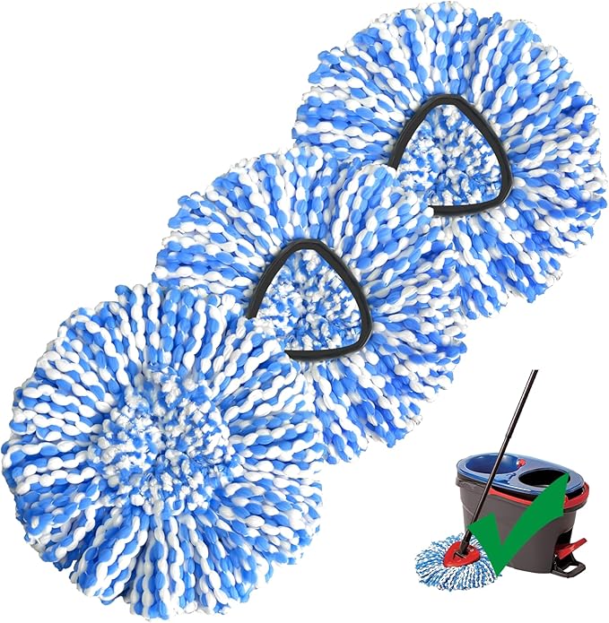 Mop Head Replacement, 3 Pack Spin Mop Refill Replace Head for Rinseclean 2-Tank System, Microfiber & Machine Washable