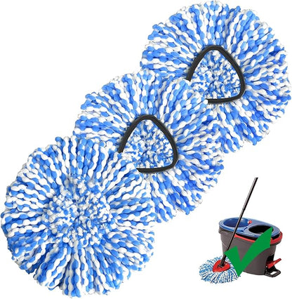 Mop Head Replacement, 3 Pack Spin Mop Refill Replace Head for Rinseclean 2-Tank System, Microfiber & Machine Washable