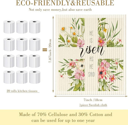 Cunhill 6 Pcs Swedish Kitchen Dish Cloths Kitchen Towels Reusable Sponge Cleaning Cloths Wipes Absorbent Dish Cloth Quick Drying Washable Decorative Tea Towels No Odor Bar Hand Towel (Plants)