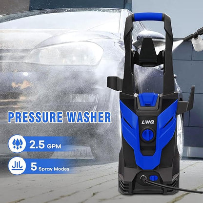 Pressure Washer, Power Washer with 4 Quick Connect Nozzles 1 Foam Cannon, High Pressure Cleaning Machine for Cars/Fences/Driveways/Patios/Farms/Home Cleaning(Light Blue)
