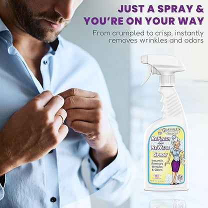 Grandma's Secret ReFresh N ReWear Spray - Instantly Removes Wrinkles & Odors - Wrinkle Release, Fabric Refresher Spray, Chlorine, Bleach and Toxin-Free - 16 Ounce