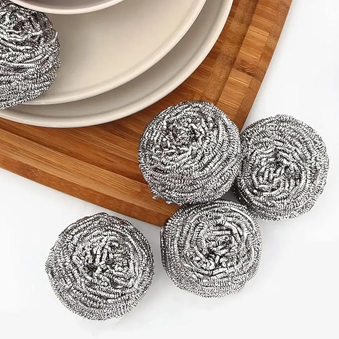 Stainless Steel Sponges (Set of 3 Scrubbies) Sponges Easily Scrub Away Greasy, grimy Build-up and Baked-on Stains