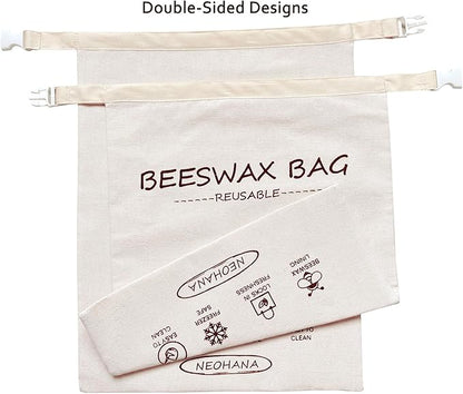 Reusable Beeswax Bread Bag - Bread Bags for Homemade Bread,Cotton Sourdough Bread Bags, Sourdough Storage Bag (2 Pack)