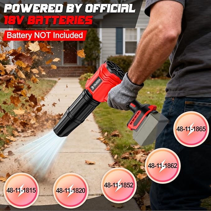 Cordless Leaf Blower Compatible for Milwaukee 18V Battery(NO Battery), Mini Turbo Jet Blower with 2 Nozzles, Lightweight & One-Hand Use, for Patio Garage Yard Cleaning Car Dryer(Tool Only)