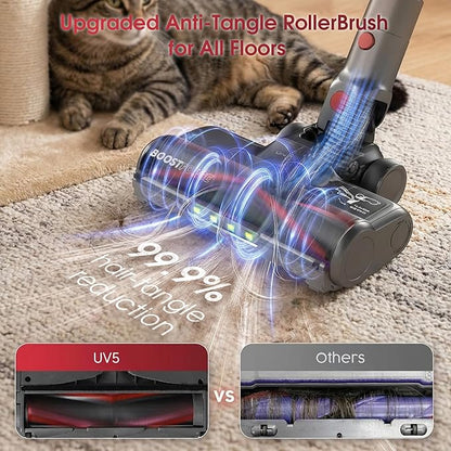 Cordless Vacuum Cleaner, 650W 55KPA 70Mins Stick Vacuum Cleaners for Home, Anti-Tangle Vacuum Cordless with Touch Screen and 1.8L Cup, Self-Standing Vacuum Cleaner for Home/Pet Hair/Carpets/Floors