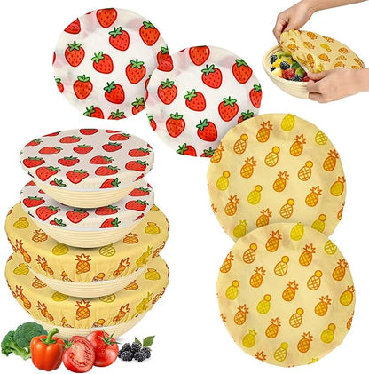 4 Pack Beeswax Bowl Covers,Reusable Beeswax Bowl Covers, Elastic Cotton Cloth Sourdough Bread Cover, 7.8/11.8Inch Reusable Bowl Caps for Bread Proofing Baskets and Large Mixing Containers
